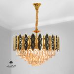 لوستر آویز کریستالی قطر 60 طلا مشکی N2679