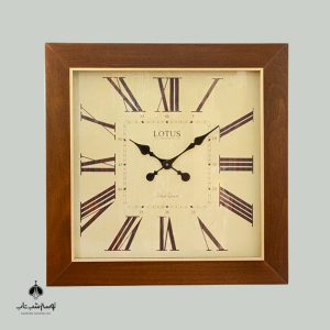 ساعت دیواری چوبی مربعی لوتوس
