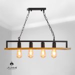 لوستر آویز چوب و فلز 4 شعله 1336/4