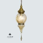 آویز تک شعله مراکشی با حباب عسلی تک تسمه