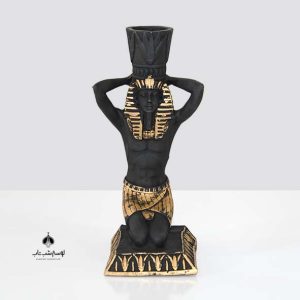 مجسمه فرعون جا شمعی تکی مشکی طلایی