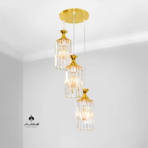 لوستر آویز کریستالی سه شعله شب تاب 876/3 طلایی