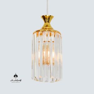 لوستر آویز کریستالی تک شعله شب تاب 876/1 طلایی