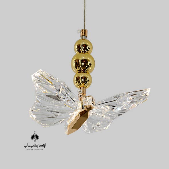 Single flame pendant 004 small white butterfly LED آویز تک شعله 004 پروانه سفید کوچک LED