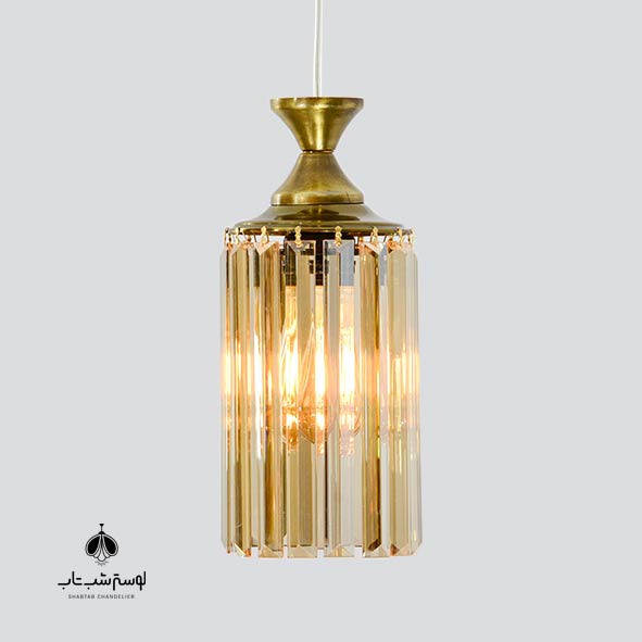 Single Flame Hanging Chandelier, 876/1, Olive, with Crystal لوستر آویز تک شعله شب تاب 876/1 زیتونی با کریستال