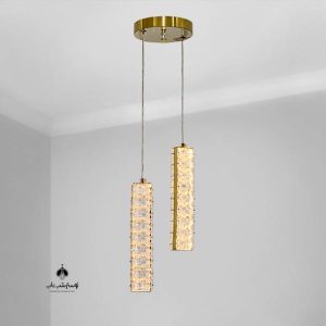 PNC لوستر آویز 2 شعله کریستالی 2621/2 طلایی