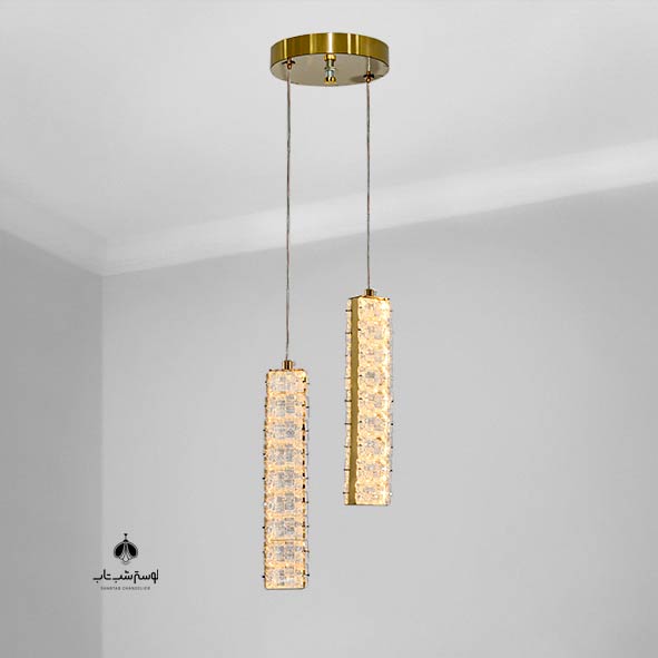 PNC 2-Light Crystal Pendant Chandelier 2621/2 Gold PNC لوستر آویز 2 شعله کریستالی 2621/2 طلایی