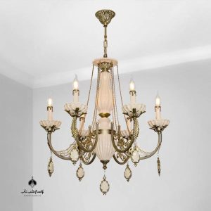 لوستر آویز سرامیکی 6 شعله 8021/6 نورسازان آنتیک با آویز