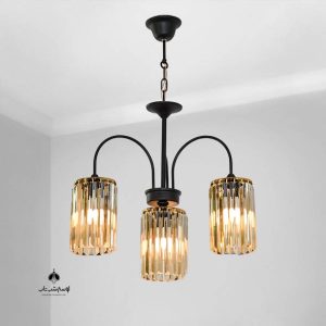 لوستر آویز 876/3 نورسازان سه شاخه 4 شعله سرپایین مشکی طلایی