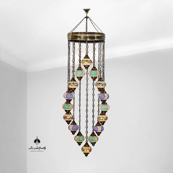 Moroccan pendant chandelier, 16 symmetrical lights, 16S-Y لوستر آویز مراکشی 16 شعله قرینه 16S-Y