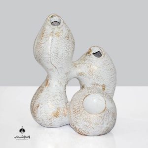 FRZ گلدان قلعه توپی سفید طلایی کد 2