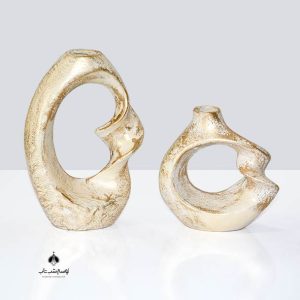 FRZ گلدان پیچ کوچک دو تایی کرم طلایی