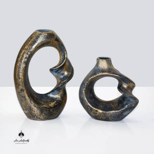 FRZ گلدان پیچ کوچک دو تایی دودی طلایی