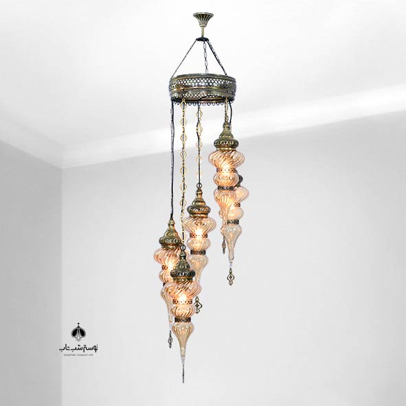 Moroccan Chandelier 5 Flames 5H Honeycomb Bubble Two Straps مراکشی لوستر 5 شعله 5H حباب عسلی دو تسمه