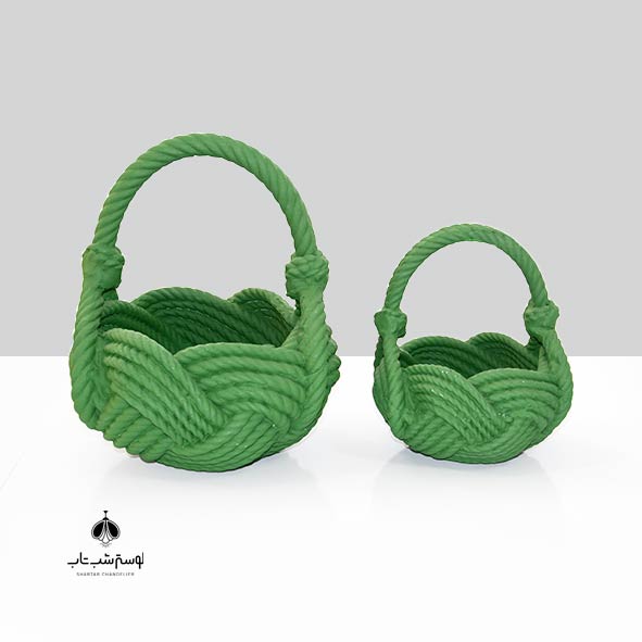 FRZ Green Double Handle Chocolate Basket FRZ سبد شکلات خوری دسته دار دوتایی سبز