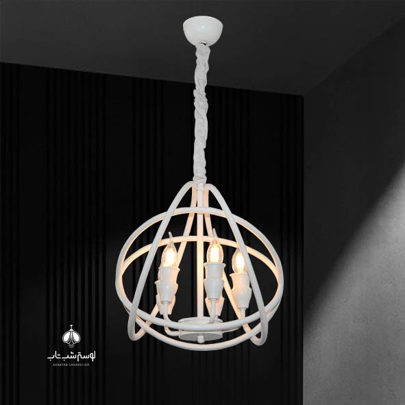 Modern pendant chandelier 3735 white 5-light e14 screw cap لوستر آویز مدرن 3735 سفید 5 شعله سرپیچ e14