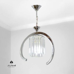 لوستر فنری تک شعله شب تاب کروم با کریستال کاردی 15 سفید