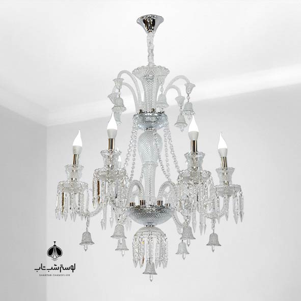 Baccarat 6-Light Phosphorescent Pendant Chandelier (Model 5001/6) – Clear لوستر آویز 6 شعله باکارات شب تاب 5001/6 شفاف