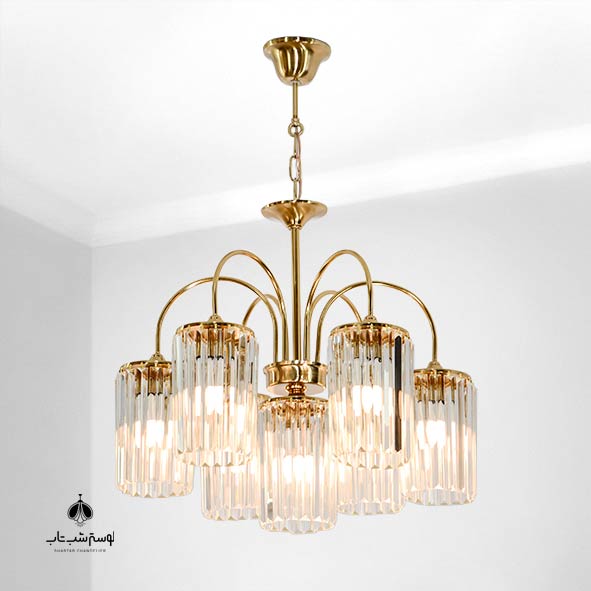 Noorsazan 7-Light Pendant Chandelier (Model 876/6) – Downward-Facing, Indian-Style Fortik Finish لوستر آویز 7 شعله 876/6 نورسازان سرپایین فورتیک هندی